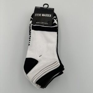 Low-Cut Socks 8-Pair White Black Gray Stars & Logo by Steve Madden Gray Black